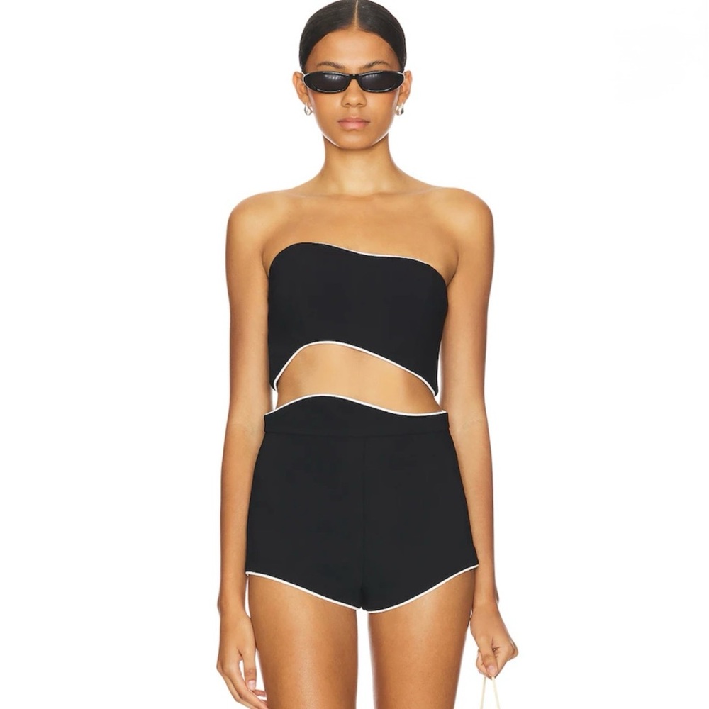 Amanda Uprichard x REVOLVE Adrienne Strapless Cutout Top Black White XS USA